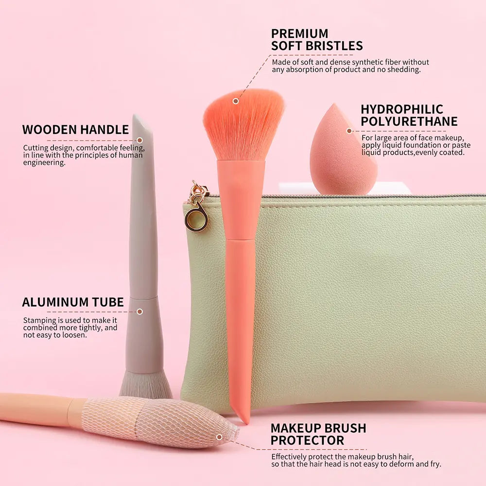Docolor Morandi Makeup Brushes Set 17Pcs Makeup Brushes with Makeup Bag
