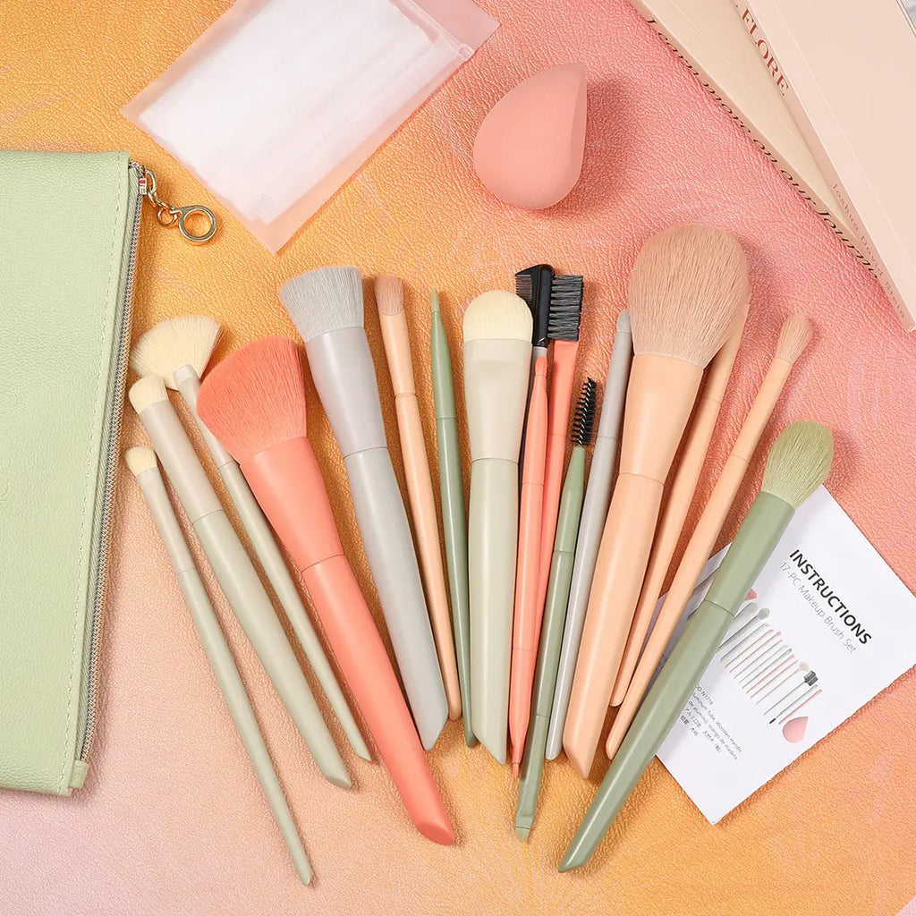 Docolor Morandi Makeup Brushes Set 17Pcs Makeup Brushes with Makeup Bag